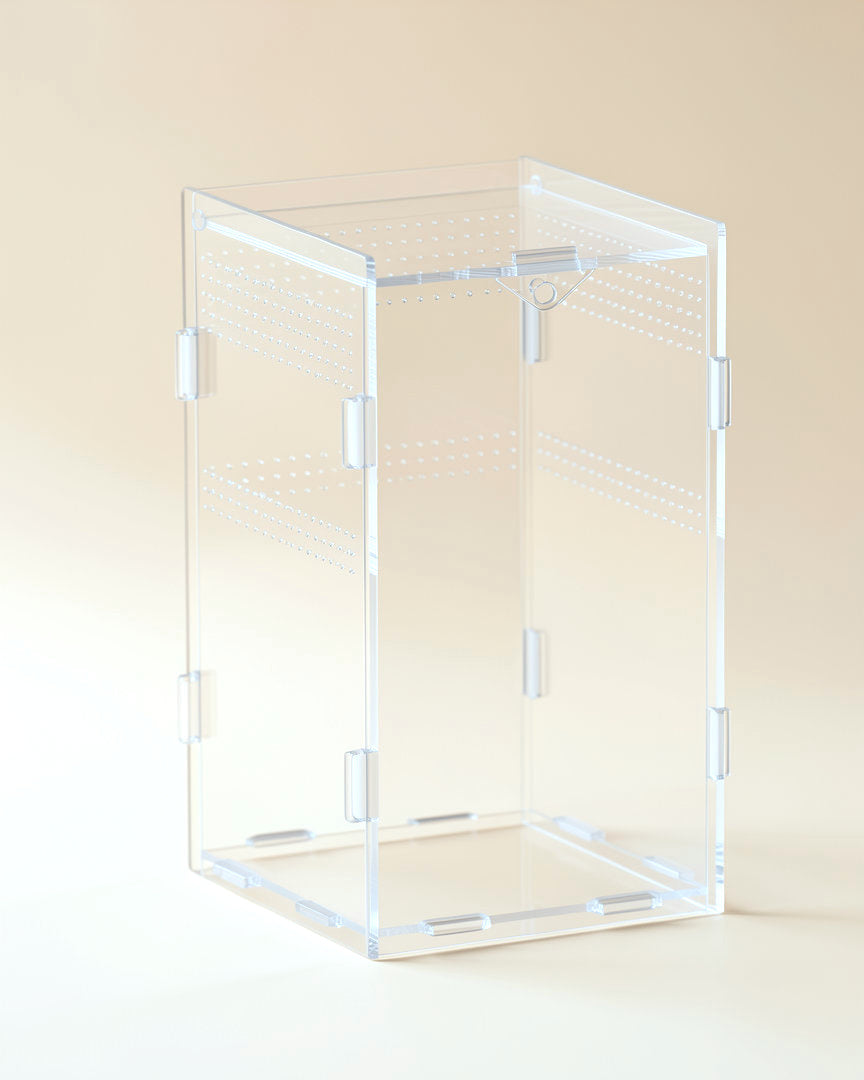 Tall acrylic enclosure, size M, 7.9 in tall, empty